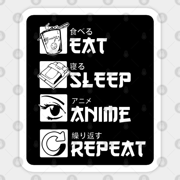 Eat Sleep Anime Repeat Sticker by Escape Reality Comics